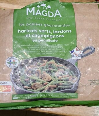 Poêlées gourmandes  haricots verts, lardons et champignons en persillade