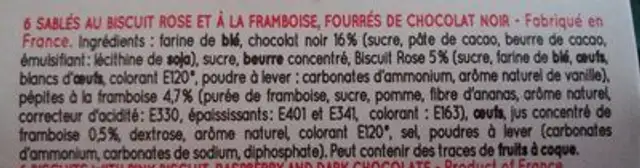 Le craquant au biscuit rose ingredients label