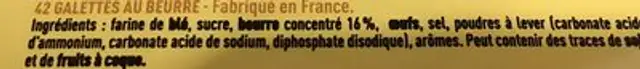 Galettes de Reims ingredients label