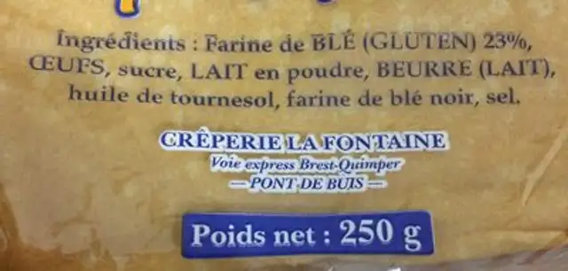 6 Crepes fraiches ingredients label