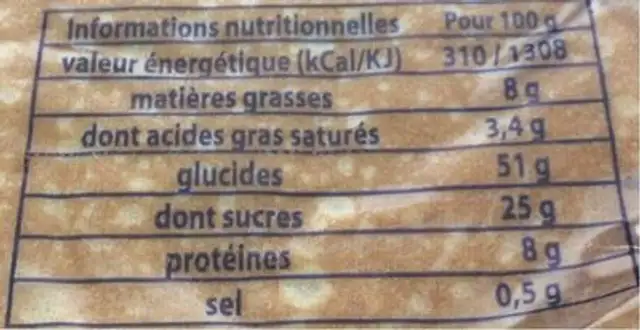 6 Crepes fraiches nutrition facts table