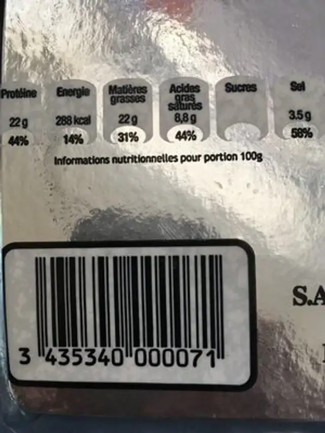 Poitrine Fumée Tranchée - Marigny, Les 12 Tranches - ingredients label