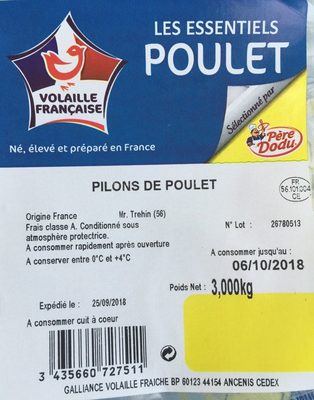 Pilons de poulet front packaging