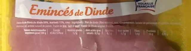 Les Extra Tendres de Dinde du chef ingredients label