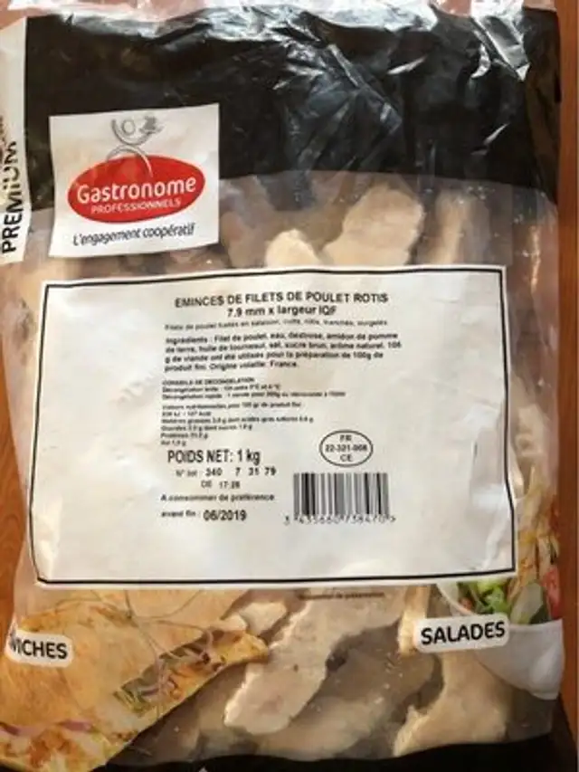 Eminces de poulet rotis