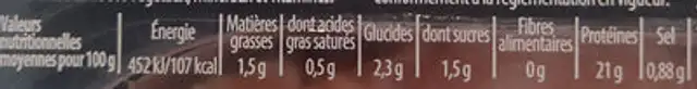 Les émincés de poulet marinés nutrition facts table