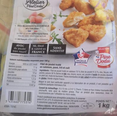 Chunks de poulet front packaging