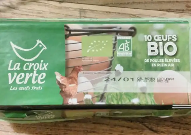 La croix verte, oeufs BIO frais 53/63, 10