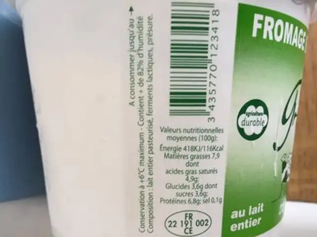 Fromage blanc fermier ingredients label