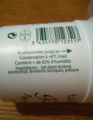 Faisselle fermière moulée à la louche ingredients label