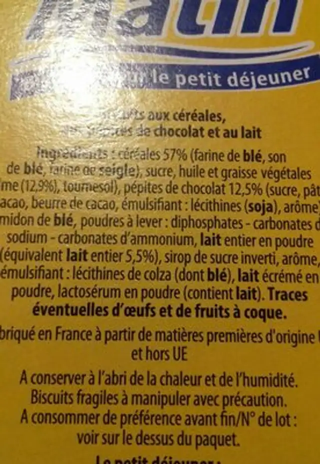 GRAINES DE HARICOTS NAINS ingredients label