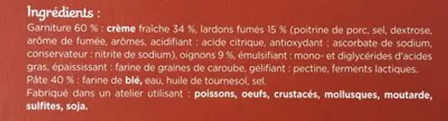 Nos flammekueche de sarrebourg ingredients label