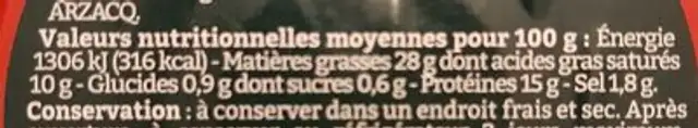 Terrine de campagne nutrition facts table