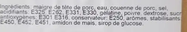 Paté De Tête Pedelhez, Carne De Parol ingredients label