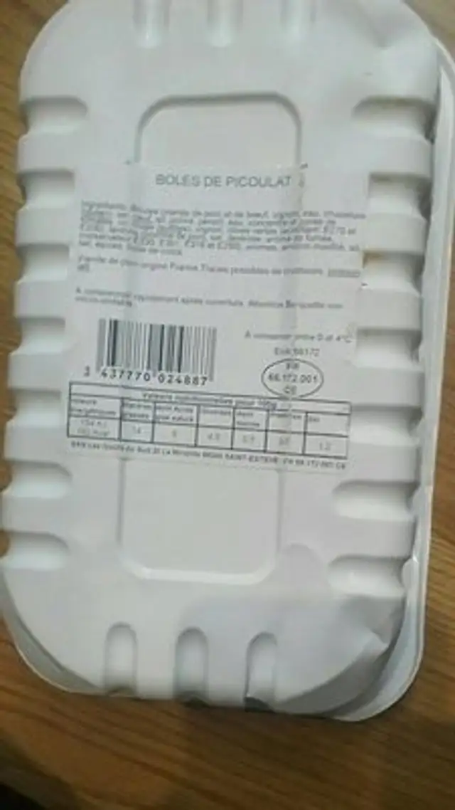 Boles de picoulat nutrition facts table