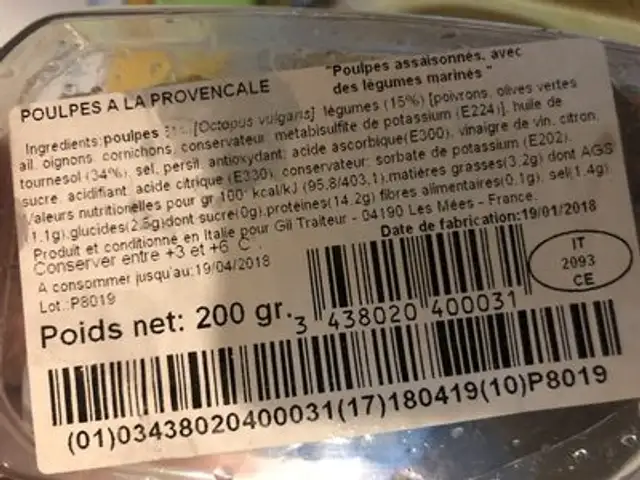Poulpe a la Provencale ingredients label