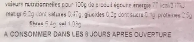 Sanguin marinés à l'huile nutrition facts table