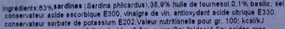 Sardines marinées au basilic ingredients label