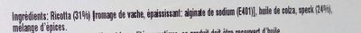 Mini Involtini Speck Ricotta ingredients label