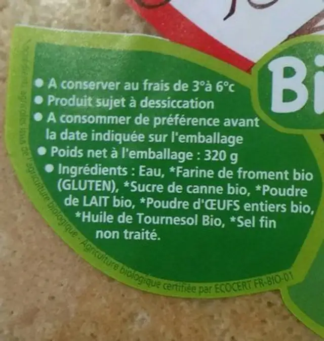 6 crêpes fraîches de froment ingredients label