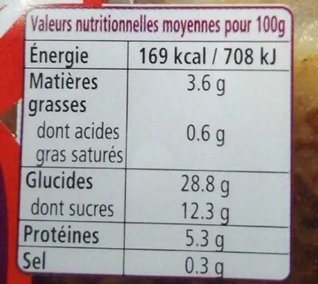 6 crêpes fraîches de froment nutrition facts table