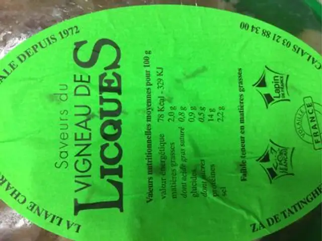 Potjevlesch desosse nutrition facts table