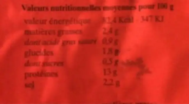 Licques petit sale lillois nutrition facts table