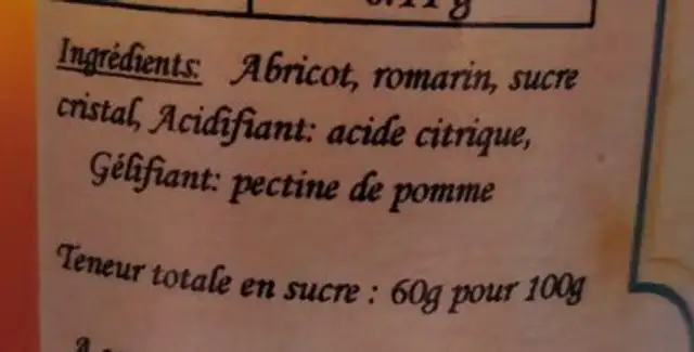 Confiture d'abricot au romarin ingredients label