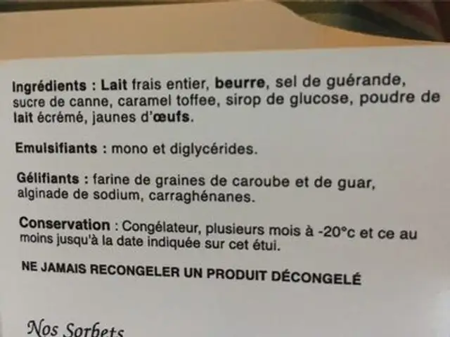 Crème glacée caramel beurre salé ingredients label