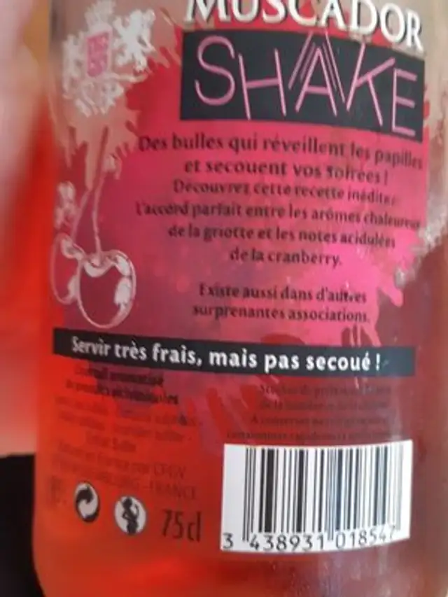 Muscador shake ingredients label