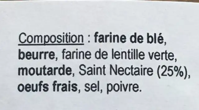 Petit salé auvergnats--St Nectaire ingredients label