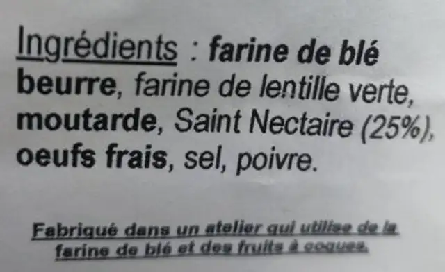 Petit salé auvergnats--St Nectaire nutrition facts table