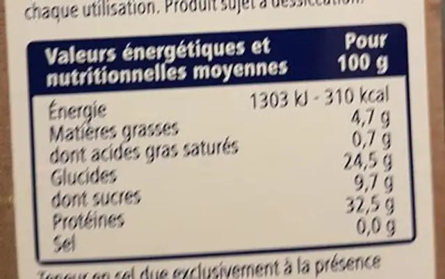 Cèpes séchés ingredients label