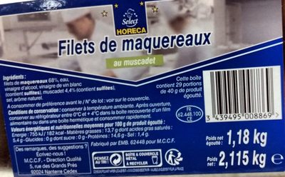 Filets de maquereaux au muscadet front packaging