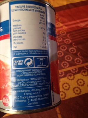 Tomates entières pelées au jus