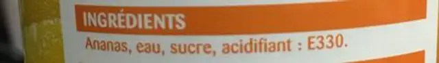Ananas En Tranches Au Sirop Dole ingredients label