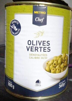 Olives vertes dénoyautées calibre 30/33
