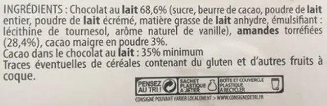 Truffines amandes cacaotées ingredients label