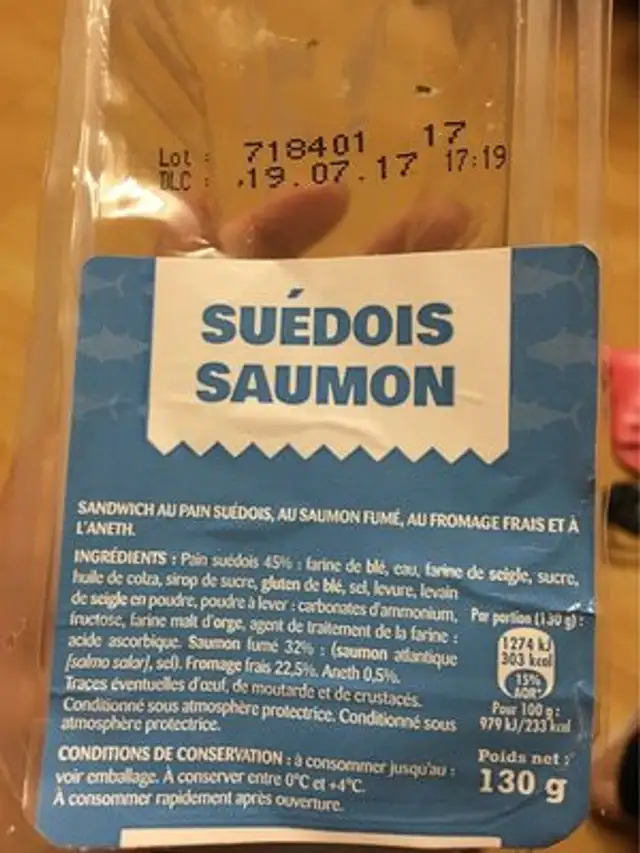 Duo De Saumons nutrition facts table