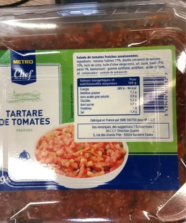 Tartare de tomates fraiches front packaging