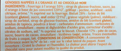 Génoise orange ingredients label