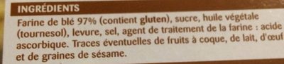 Biscottes au froment ingredients label