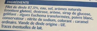 Blanc de dinde ingredients label