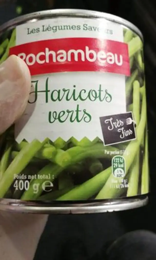 Haricot vert ingredients label