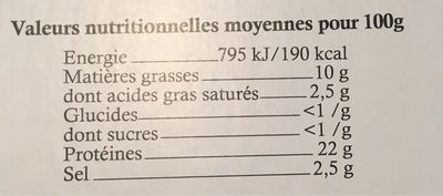 Coeur de saumon fumé entier nutrition facts table