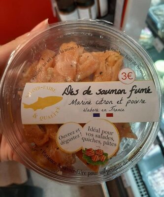 Dés de saumon fumé front packaging