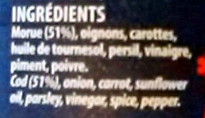 Chiktaye de morue pimentée ingredients label