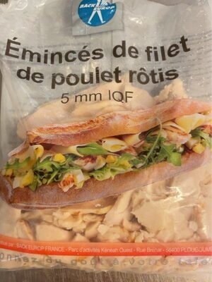 Émincés de filet de poulet rotis front packaging