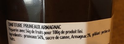 Vieux garçon Pruneaux, Armagnac ingredients label