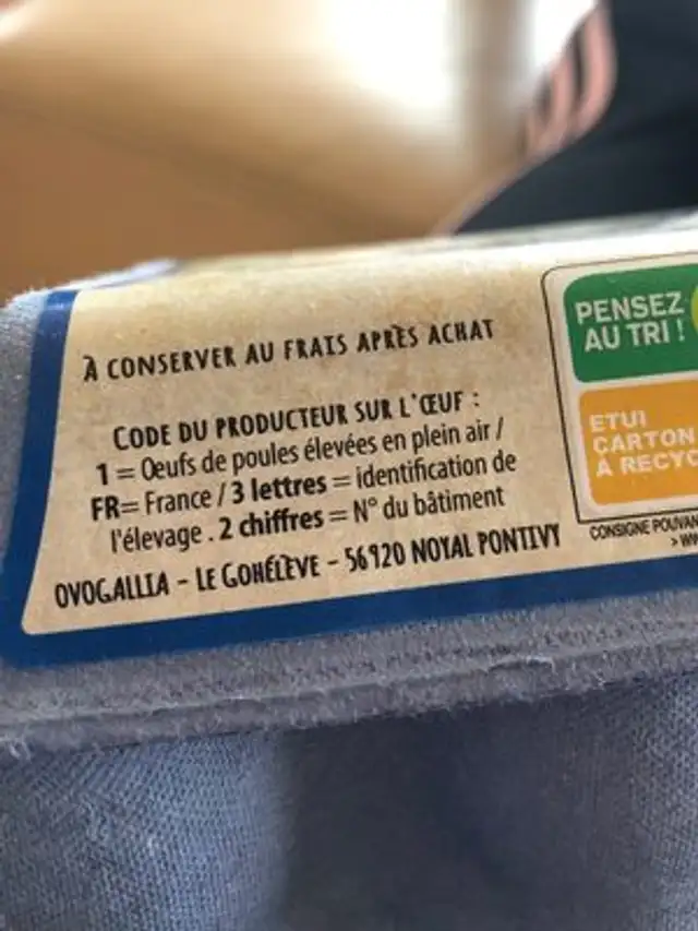 6 oeufs Plein air ingredients label